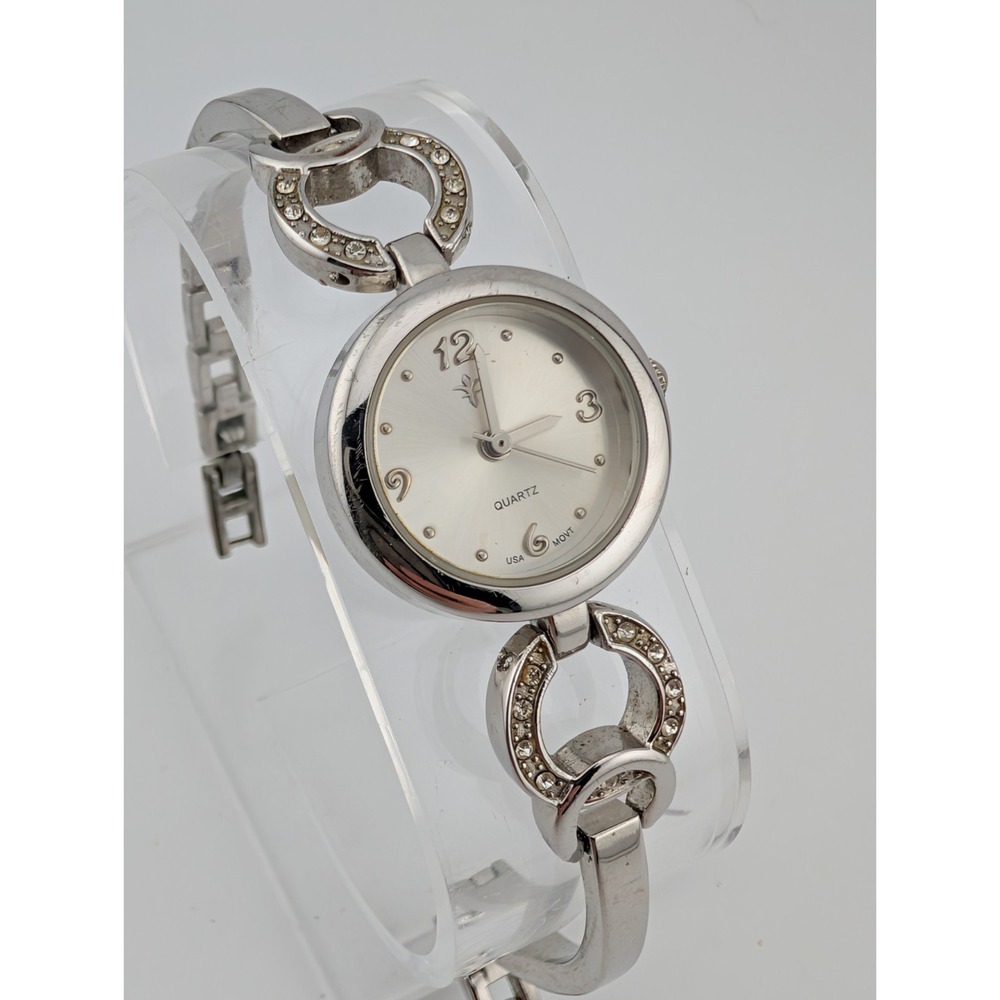 Cannes Watch Women 22mm Silver Case 7" Band Crystals-‎ New Battery